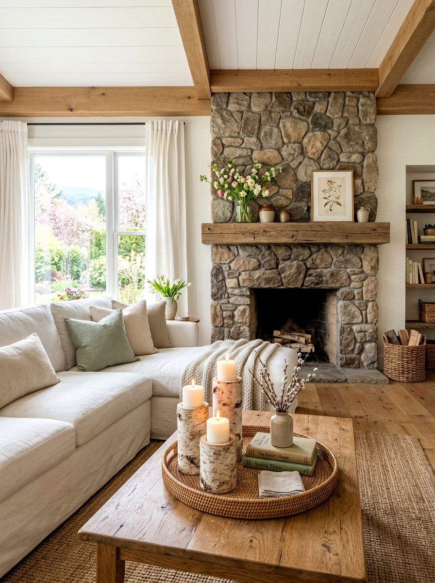 Natural Birch Pillar - 25 Spring Candle Holder Ideas