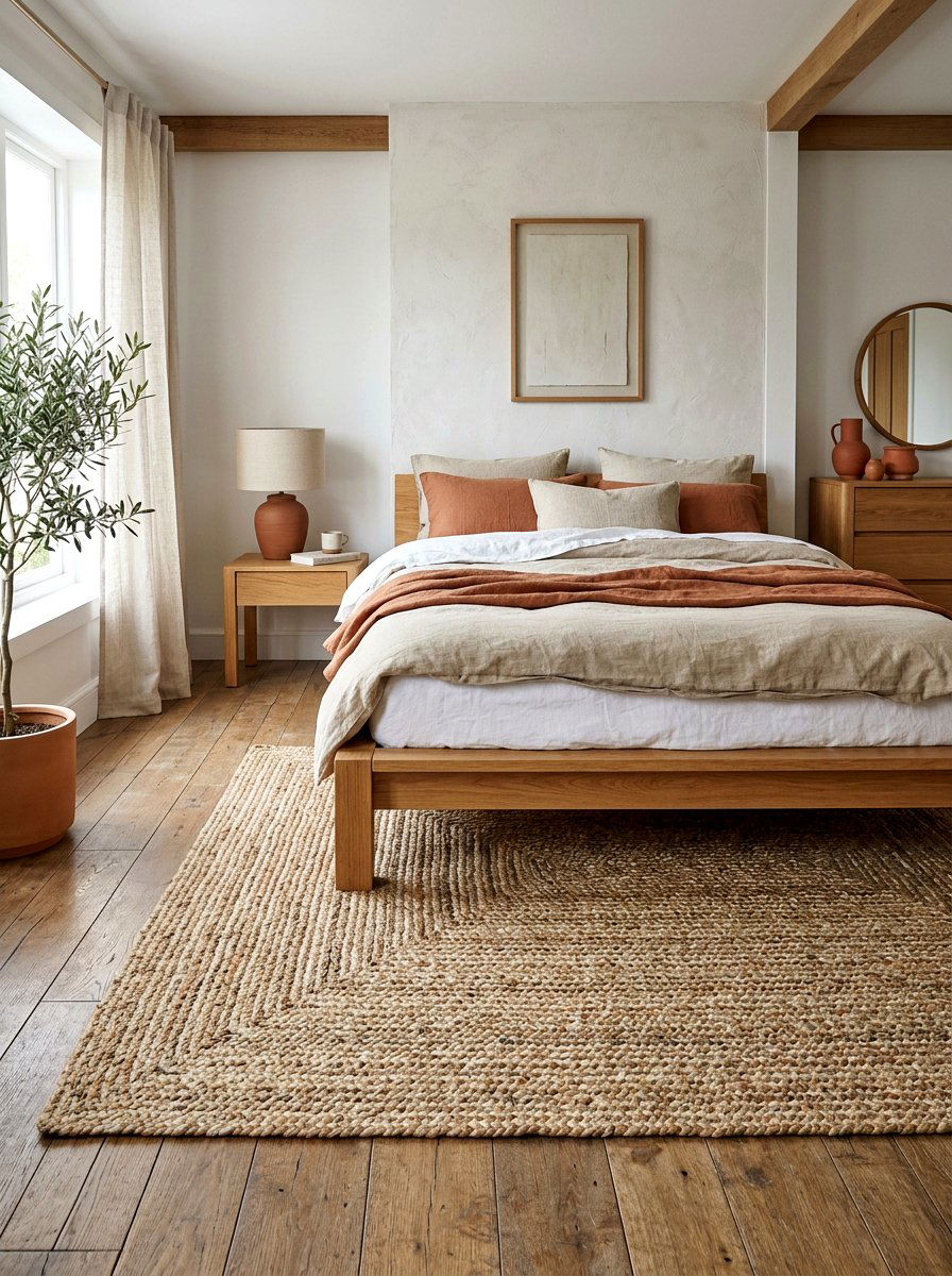 Natural Fiber Area Rug - 25 Spring Bedroom Decor Ideas