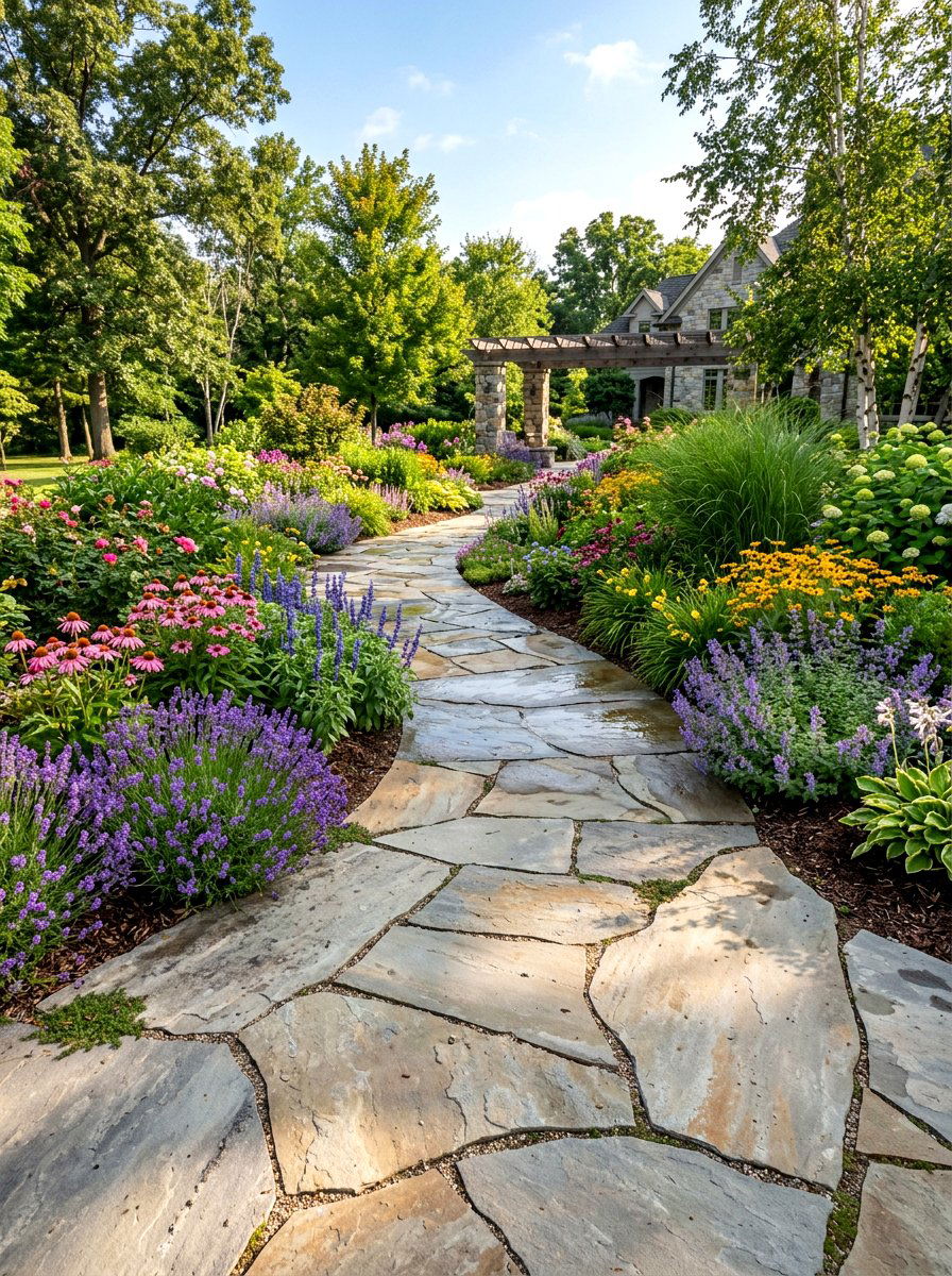 Natural Flagstone Path - 25 Spring Stepping Stone Decor Ideas