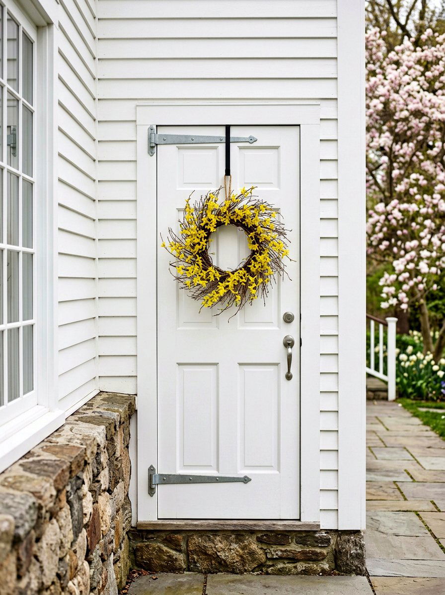Natural Grapevine Forsythia Wreath - 25 Spring Oversized Wreath Ideas