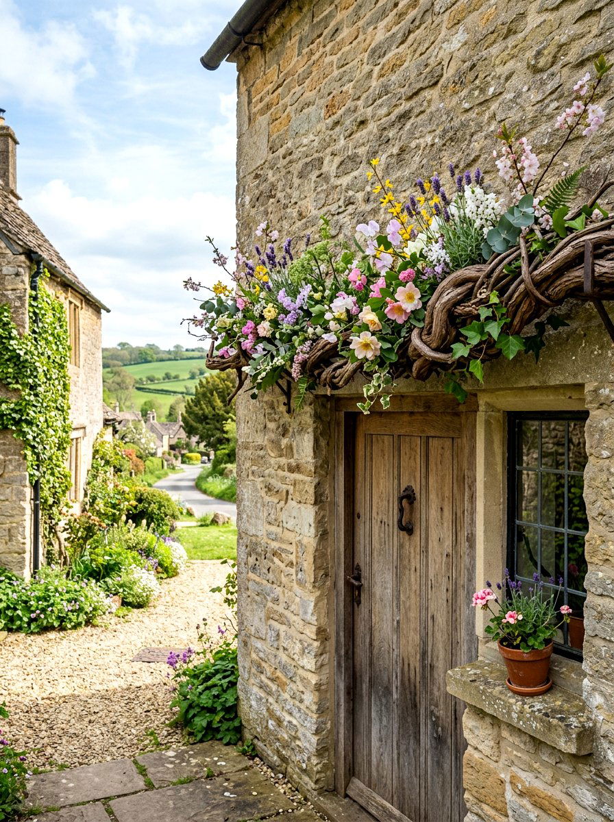 Natural Grapevine Swag - 25 Spring Door Swag Arrangement Ideas