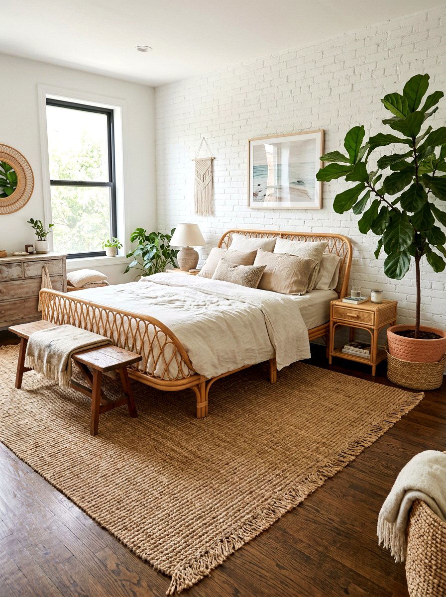 Natural Jute Area Rug - 25 Spring Bedroom Rug Ideas