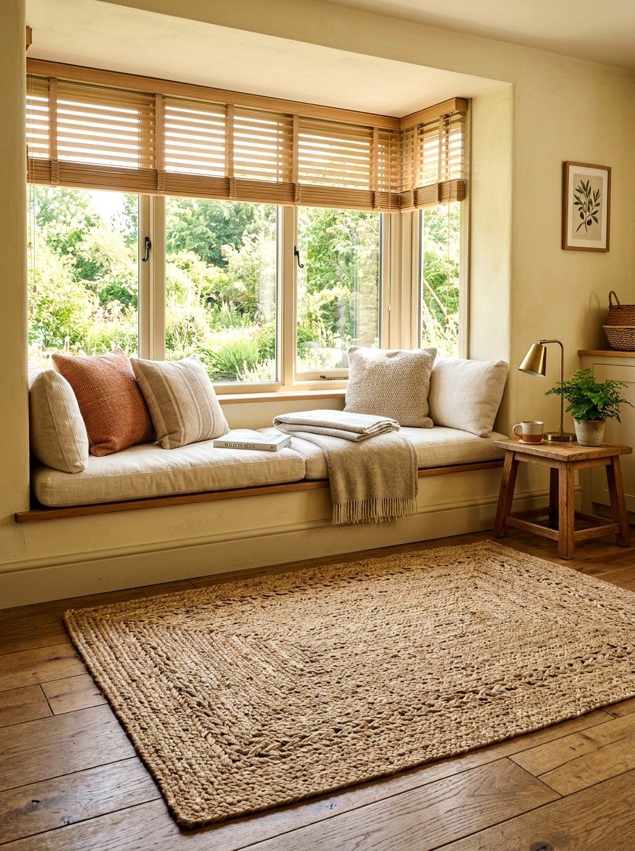 Natural Jute Rug - 25 Spring Window Seat Decor Ideas