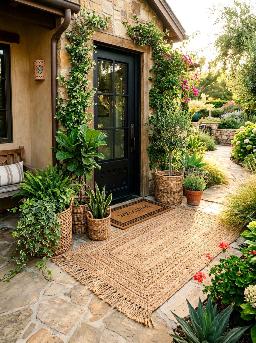 Natural Jute Rug With Fringe - 25 Spring Doormat Layering Ideas