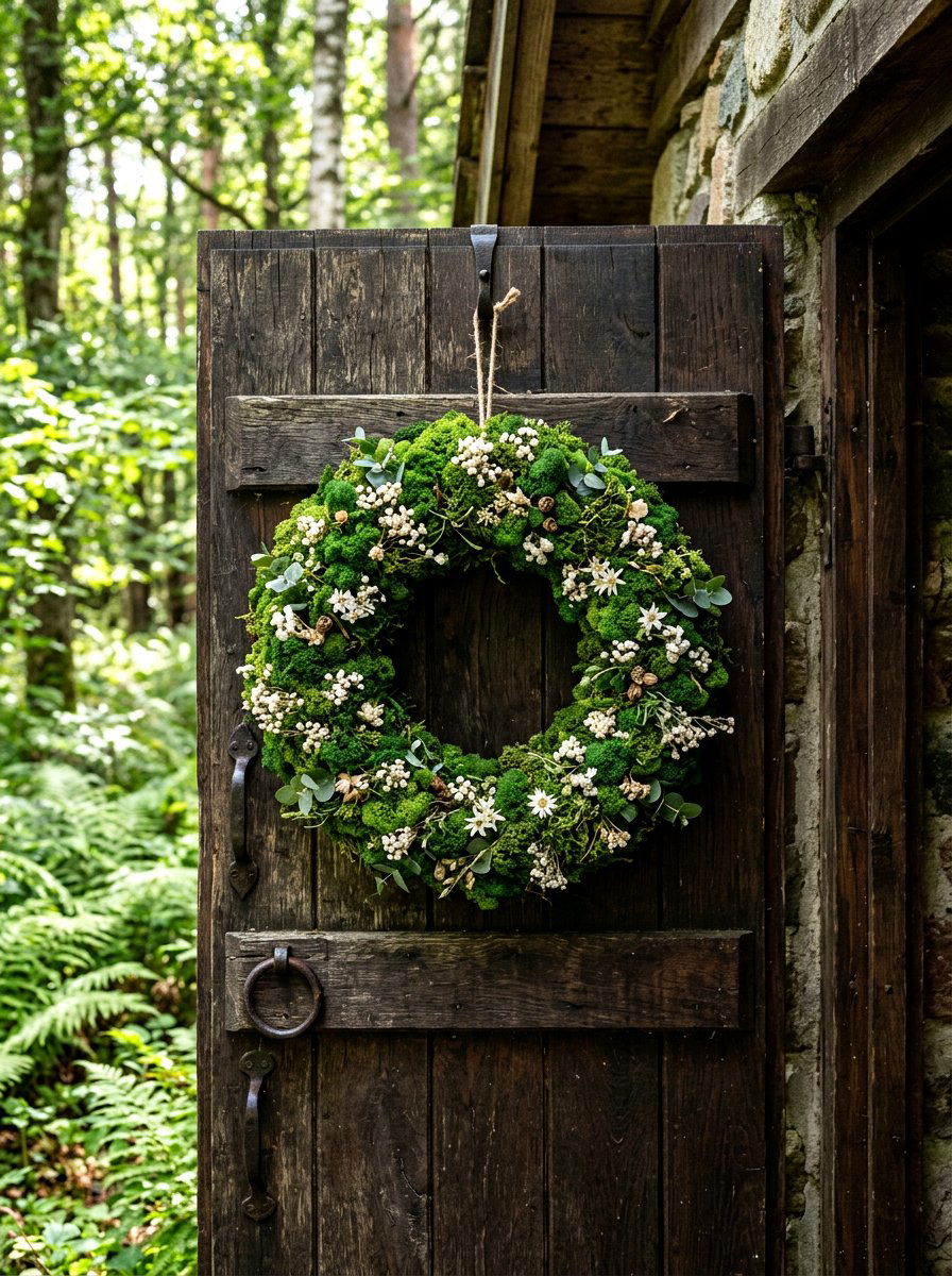 Natural Moss Wreath - 25 Spring Wreath Ideas for Front Door
