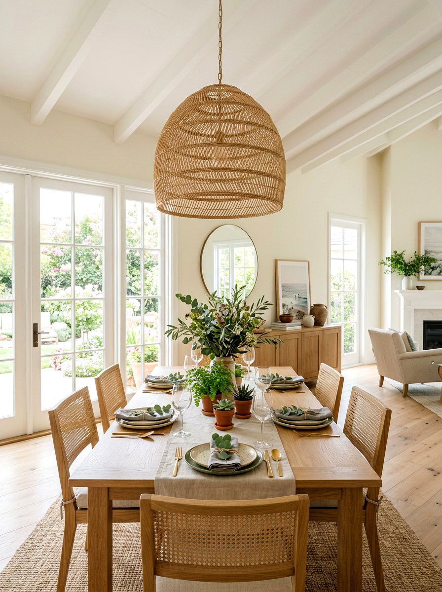 Natural Rattan Pendant - 25 Spring Dining Room Chandelier Ideas
