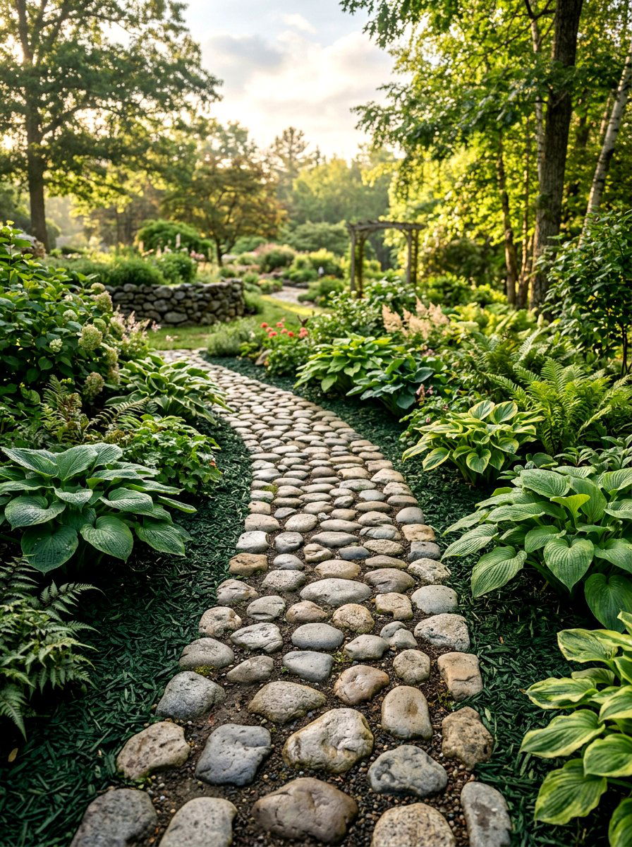 Natural River Rock Path - 25 Spring Stepping Stone Ideas