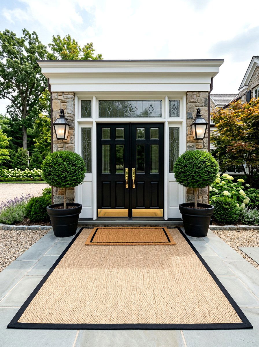 Natural Sisal Rug With Border - 25 Spring Doormat Layering Ideas