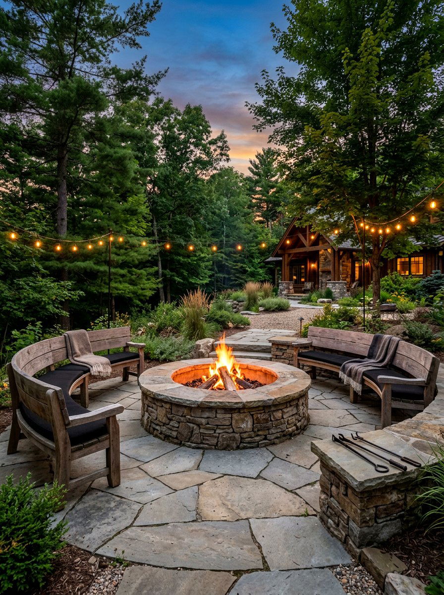 Natural Stone Fire Pit - 25 Spring Backyard Decor Ideas