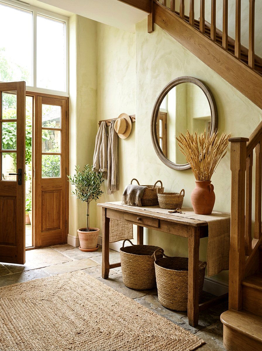 Natural Textures Entryway - 25 Spring Foyer Table Decor Ideas