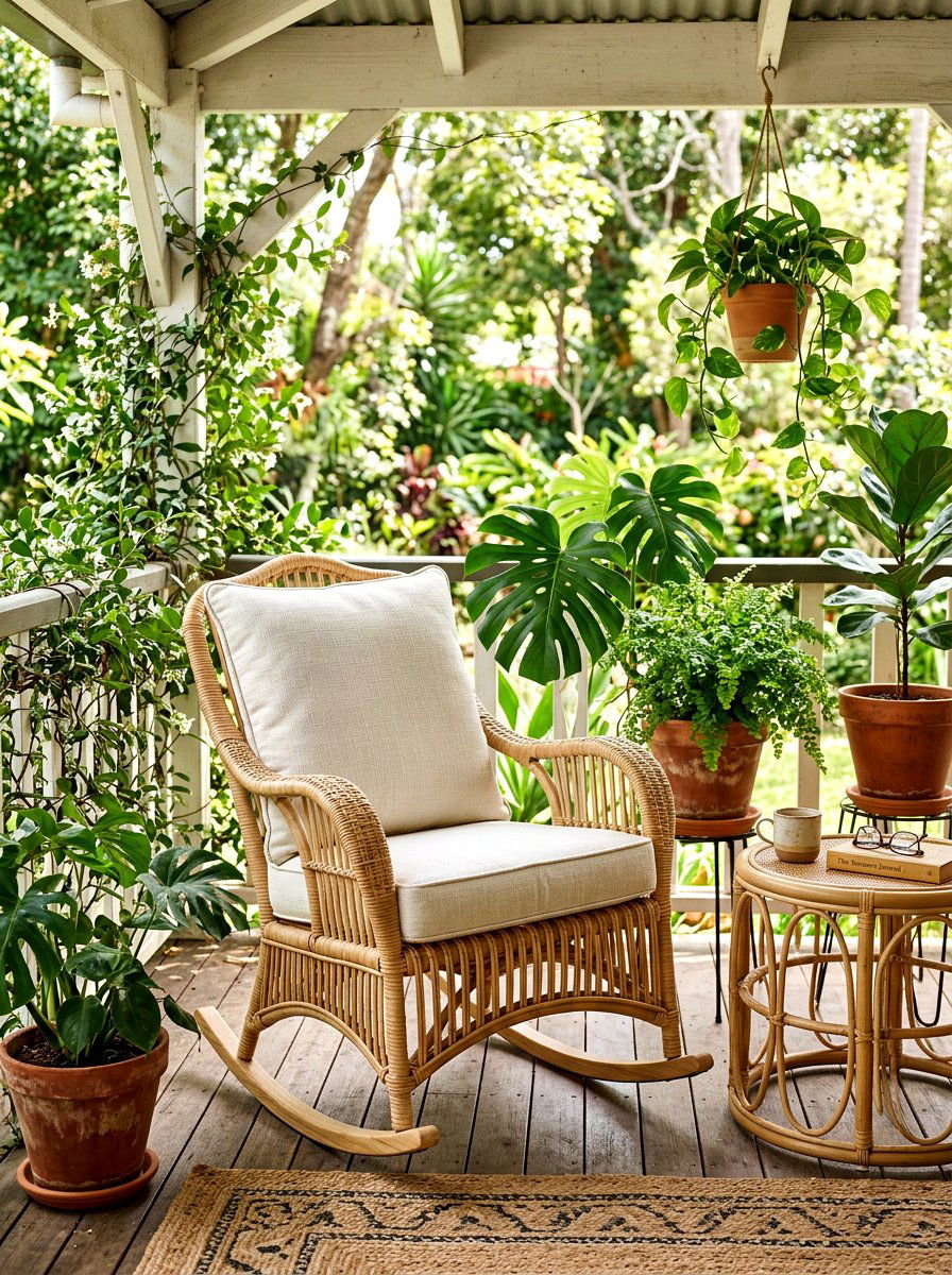Natural Wicker Rockers - 25 Spring Porch Rocker Decor Ideas