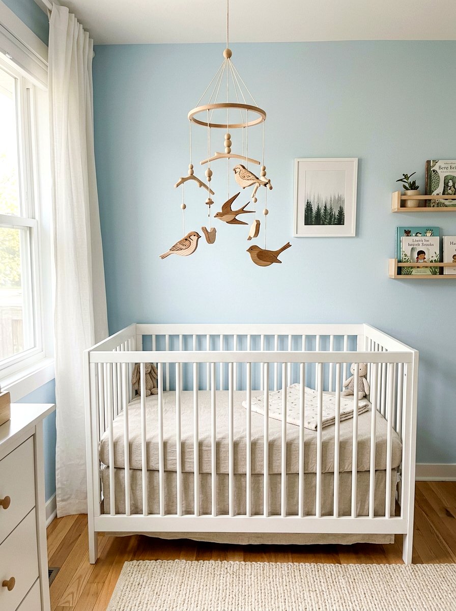 Natural Wood Baby Mobile - 25 Spring Baby Room Decor Ideas