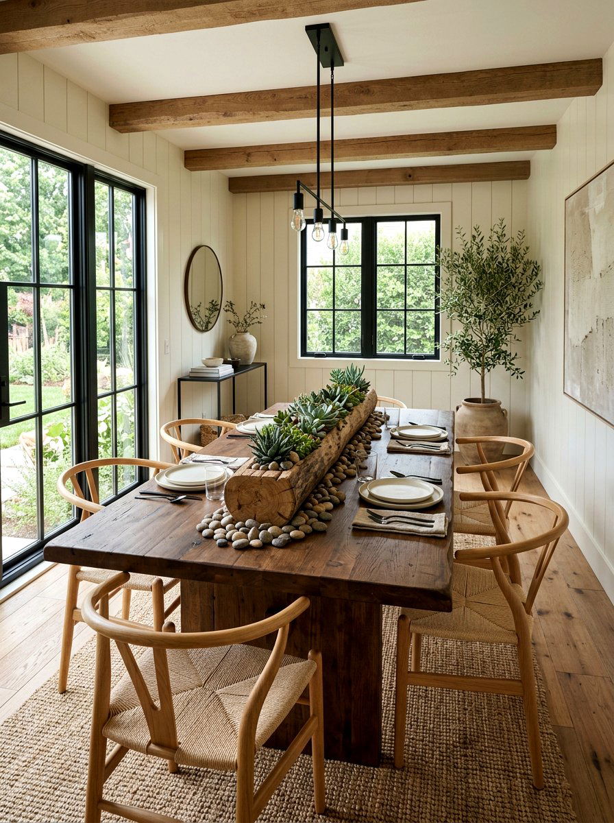 Natural Wood Centerpiece - 25 Spring Farm Table Decor Ideas