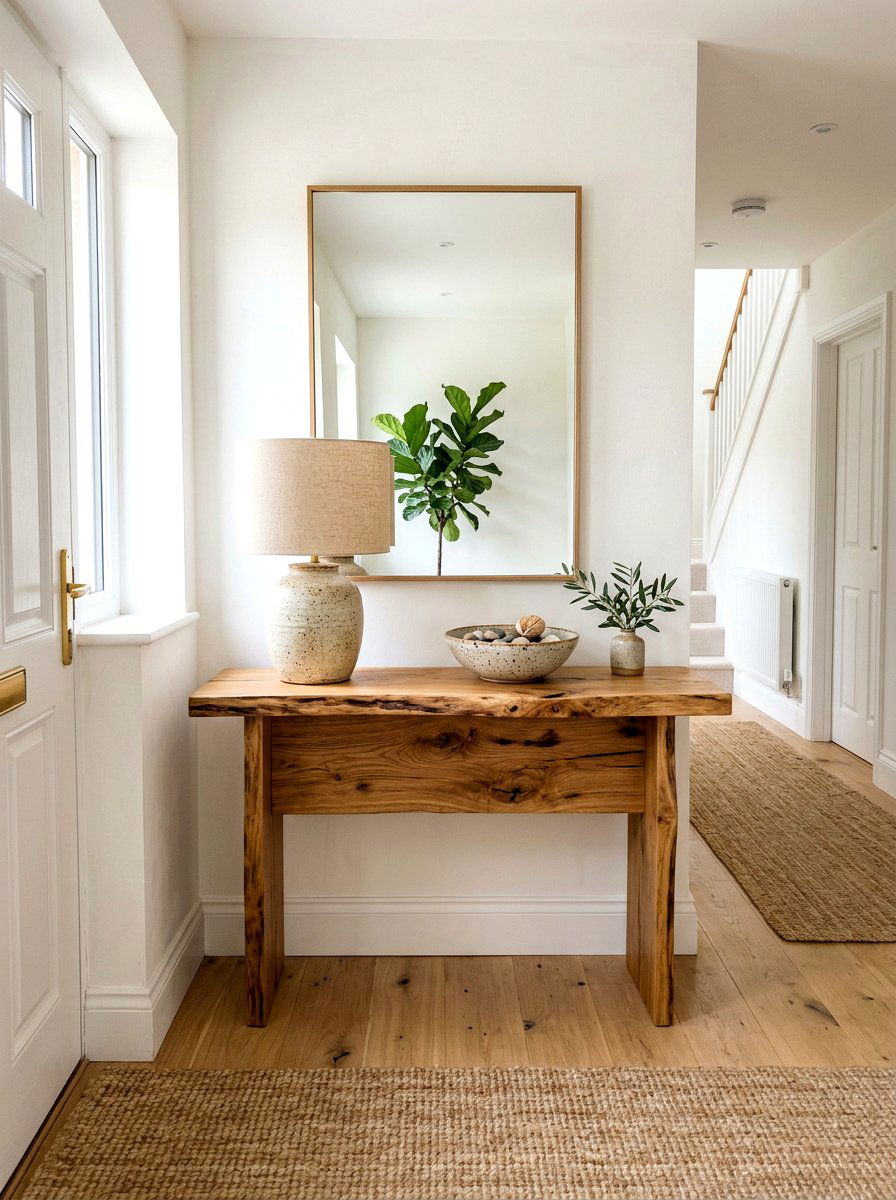 Natural Wood Console - 25 Spring Home Refresh Ideas