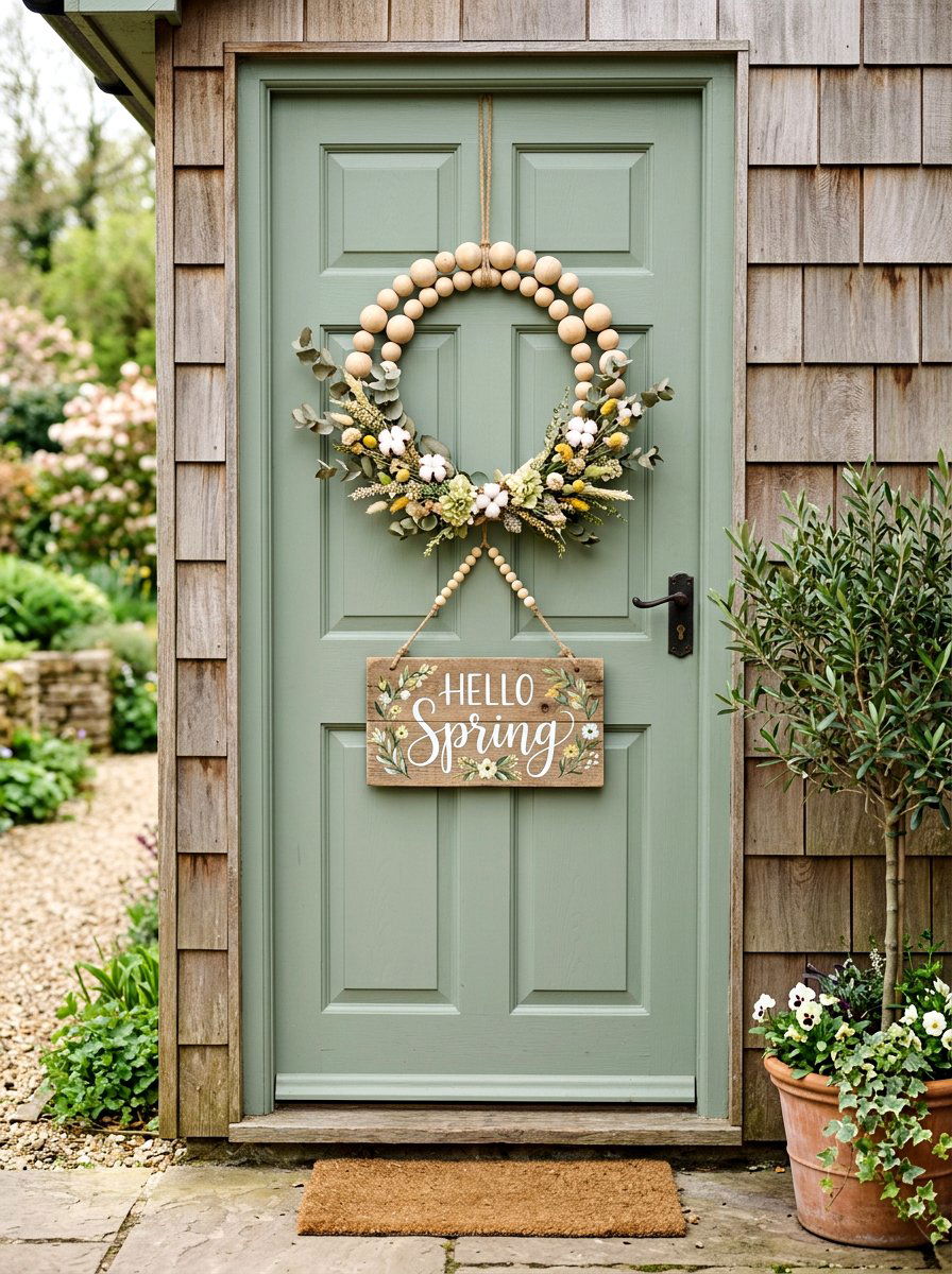 Natural Wood Door Decor - 25 Spring Front Door Decor Ideas