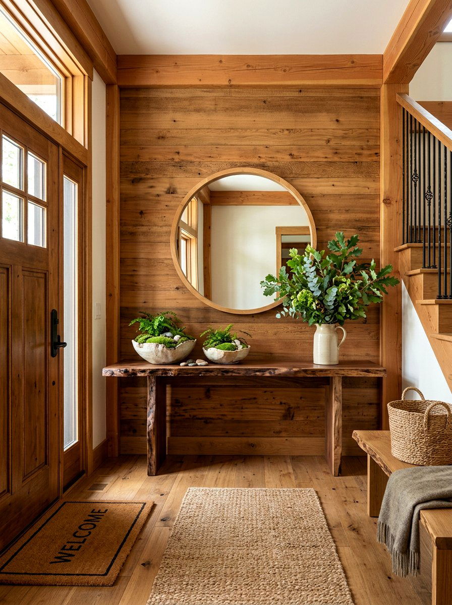 Natural Wood Entry - 25 Spring Landing Decor Ideas