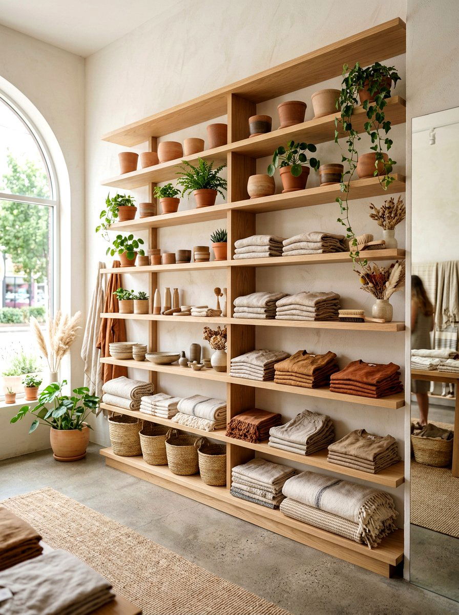Natural Wood Shelving - 25 Spring Retail Display Ideas