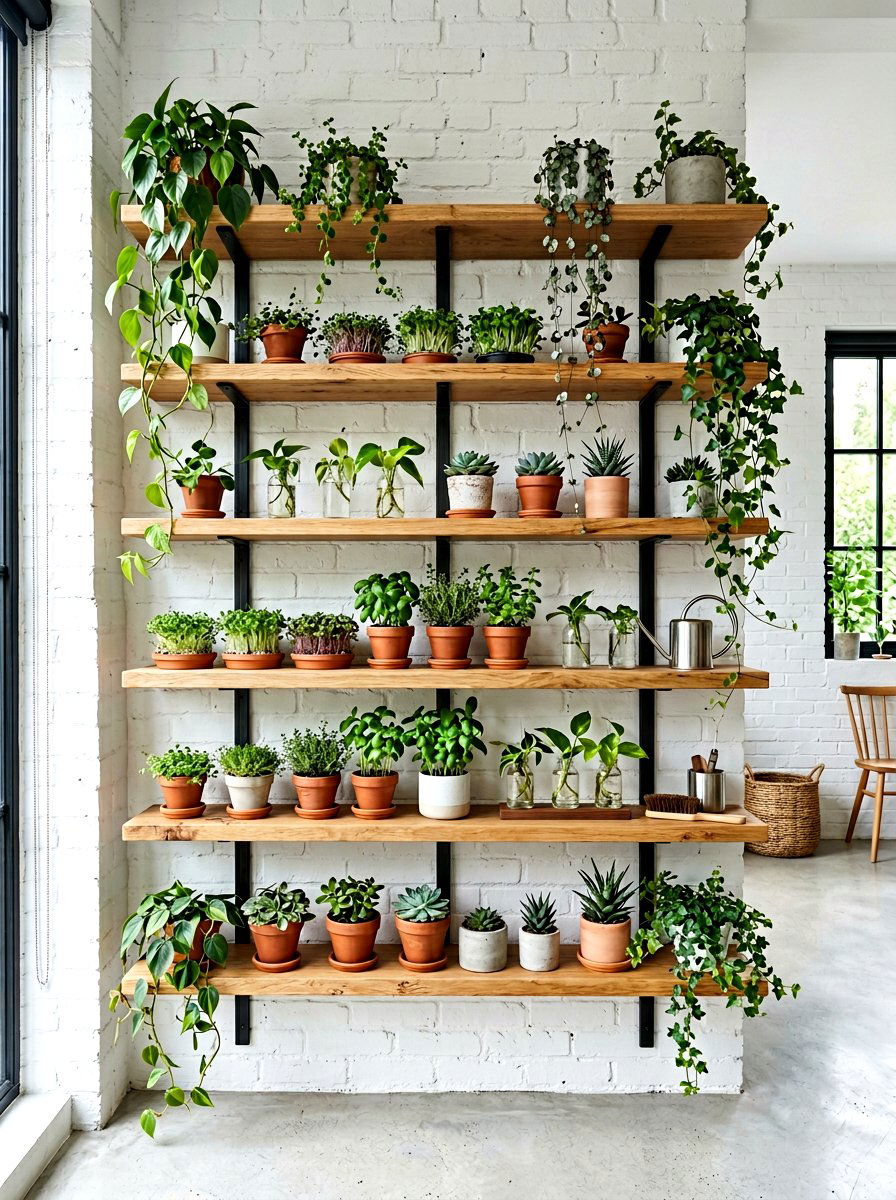 Natural Wood Shelving - 25 Spring Sprout Decor Ideas