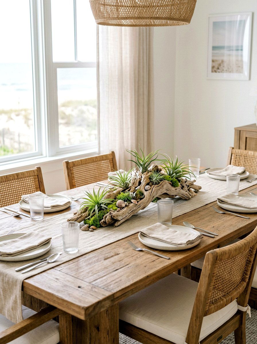 Natural driftwood table decor - 25 Spring Recycled Decor Ideas