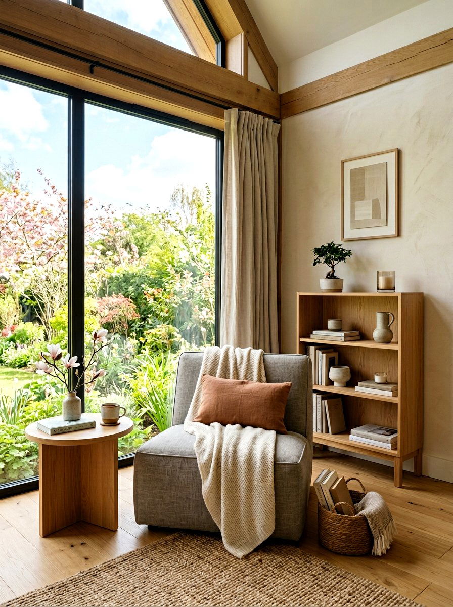 Natural light Japandi reading nook - 25 Spring Japandi Decor Ideas