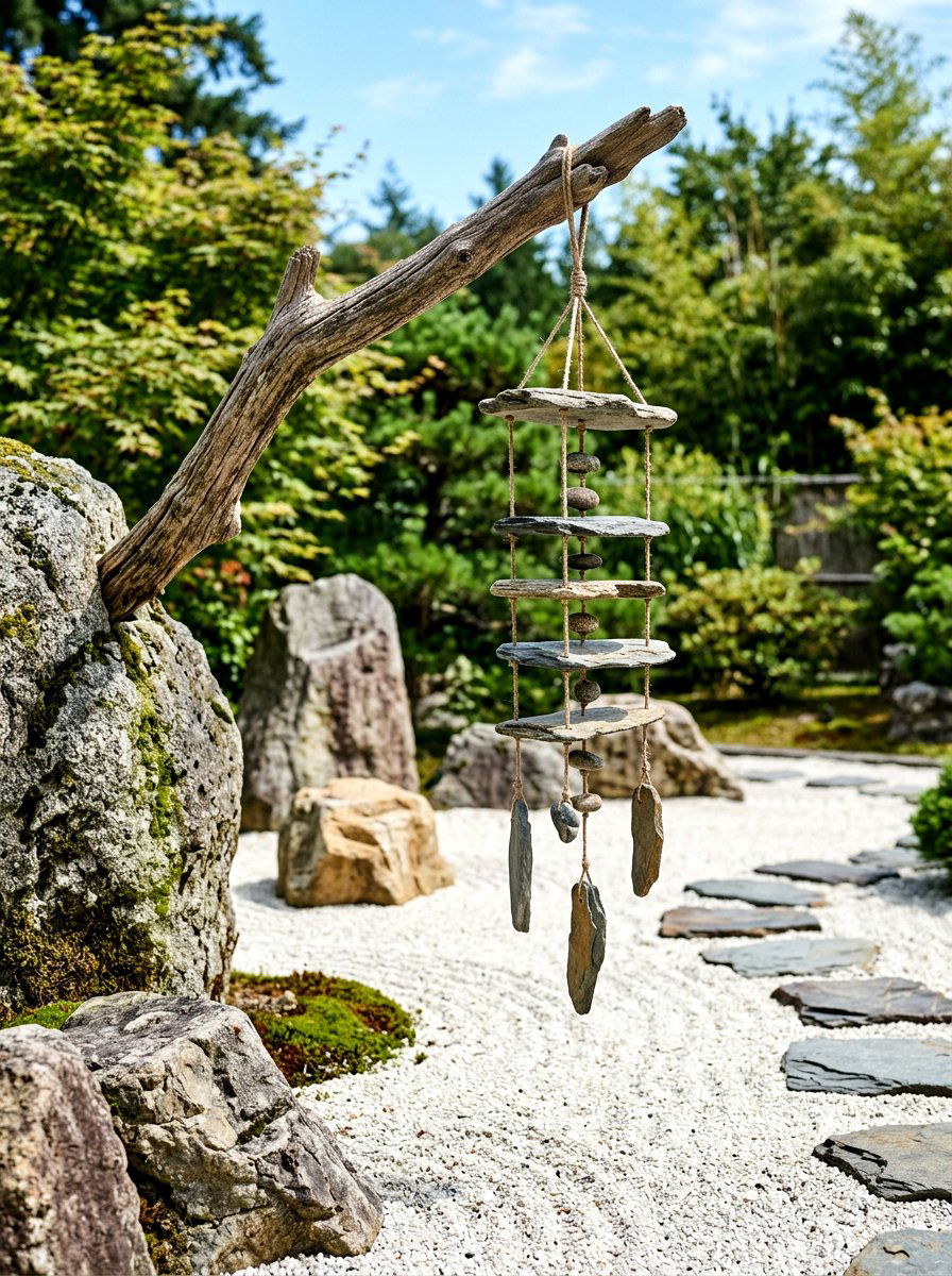 Natural stone wind chime - 25 Spring Wind Chime Ideas