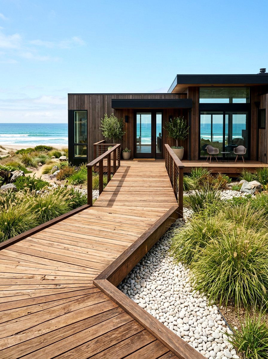 Natural wood boardwalk entry - 25 Spring Entryway Walkway Ideas