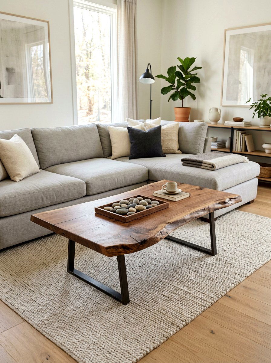 Natural wood coffee table - 25 Spring Lake House Decor Ideas