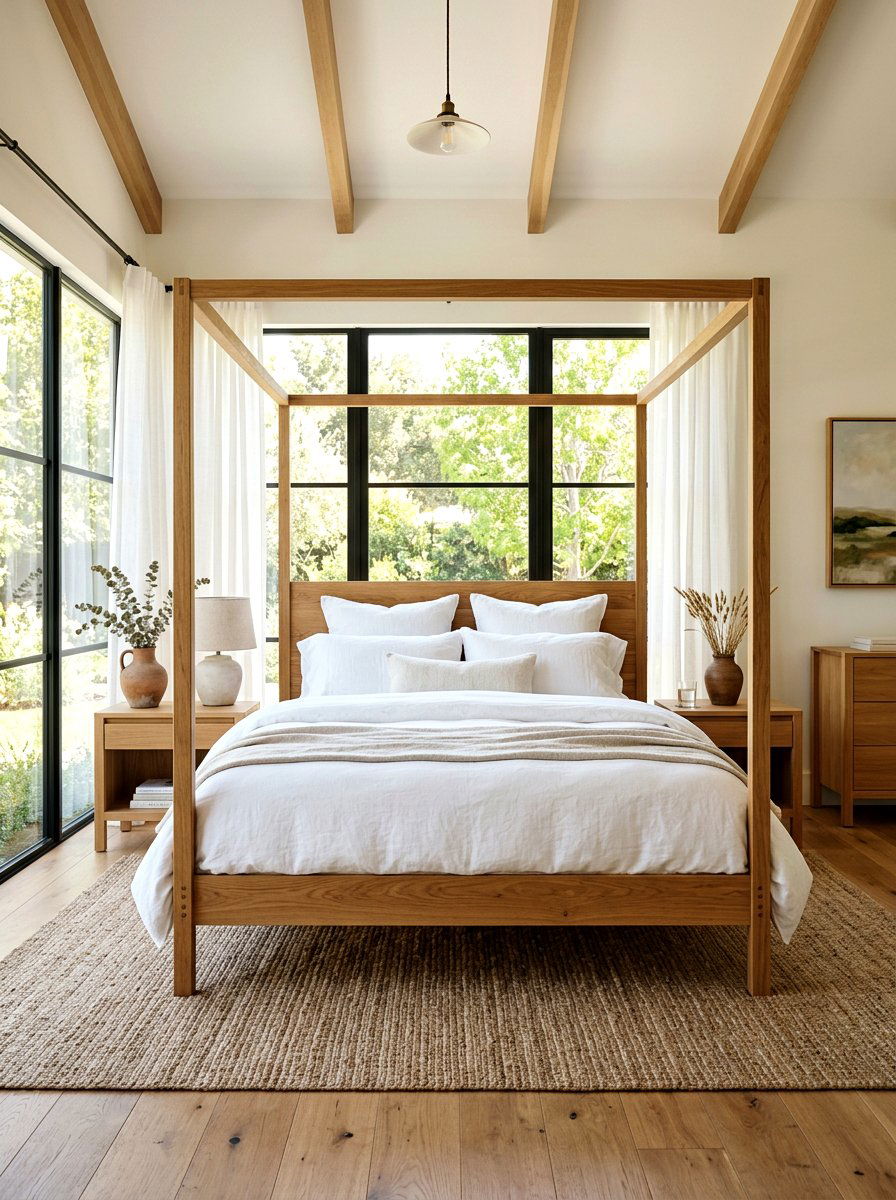 Natural wood poster bed - 25 Spring Four Poster Bed Decor Ideas