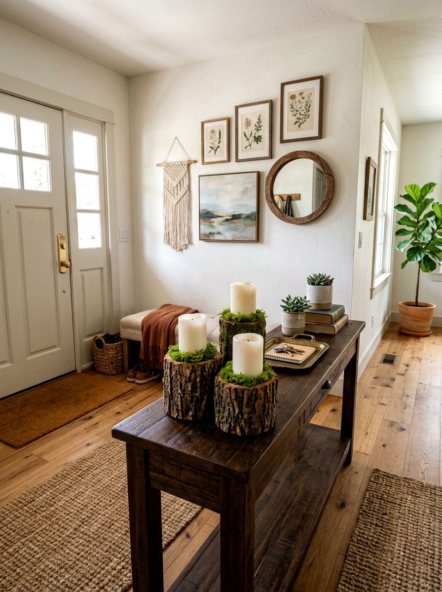 Natural wood slice candle holder - 25 Spring Pillar Candle Ideas