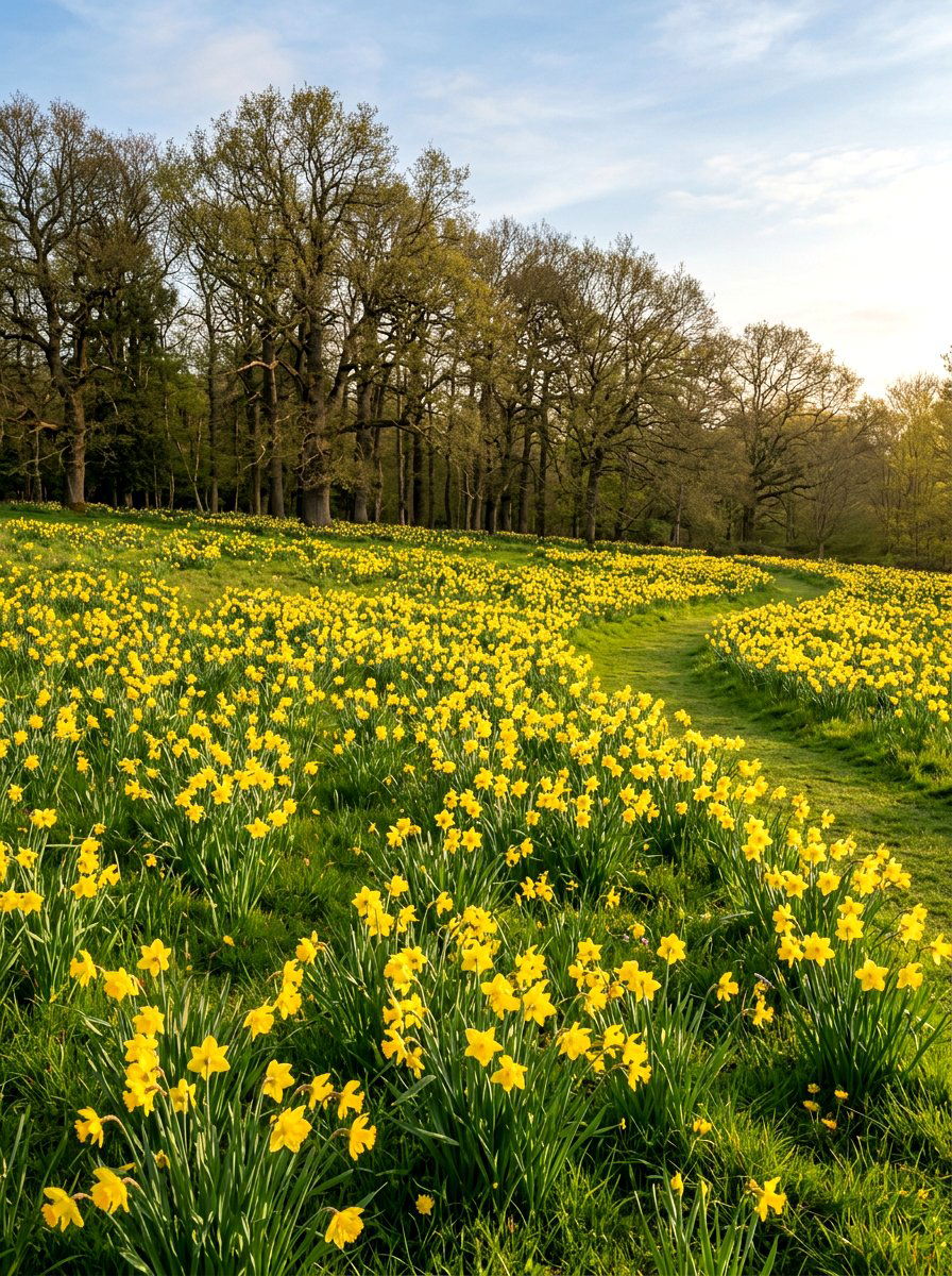 Naturalized Lawn - 25 Spring Daffodil Garden Ideas