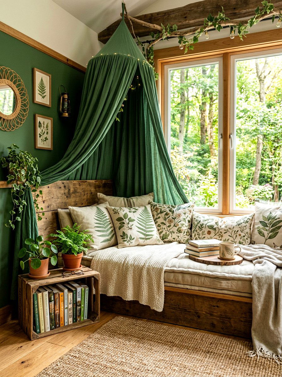 Nature Inspired Reading Nook - 25 Spring Toddler Room Decor Ideas