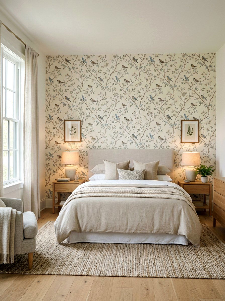 Nature Inspired Wallpaper - 25 Spring Bedroom Refresh Ideas