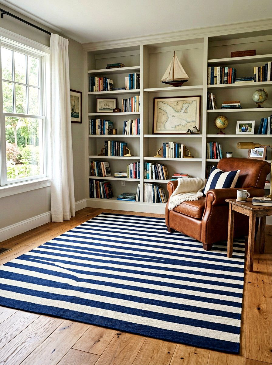 Nautical stripe rug - 25 Spring Lake House Decor Ideas