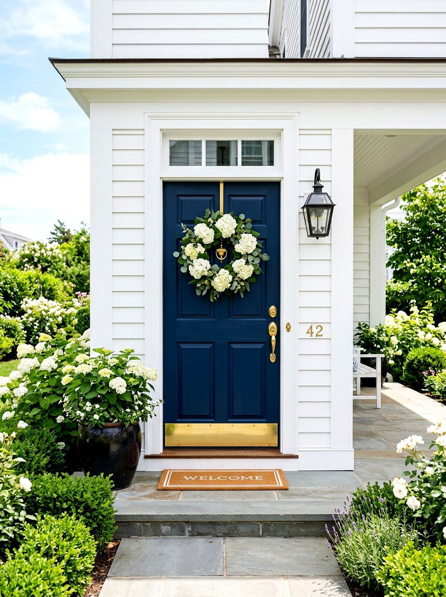 Navy Blue Door - 25 Spring Cottage Door Ideas