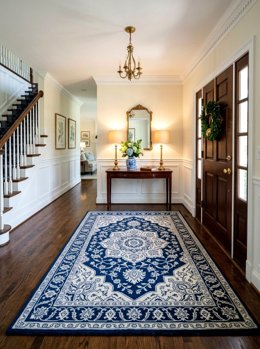 Navy and White Rug - 25 Spring Entryway Rug Ideas