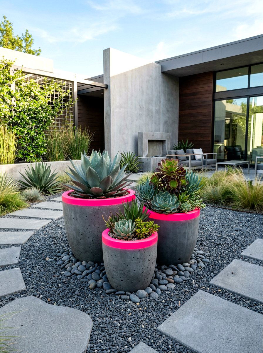 Neon Accent Planter - 25 Spring Planter Painting Ideas