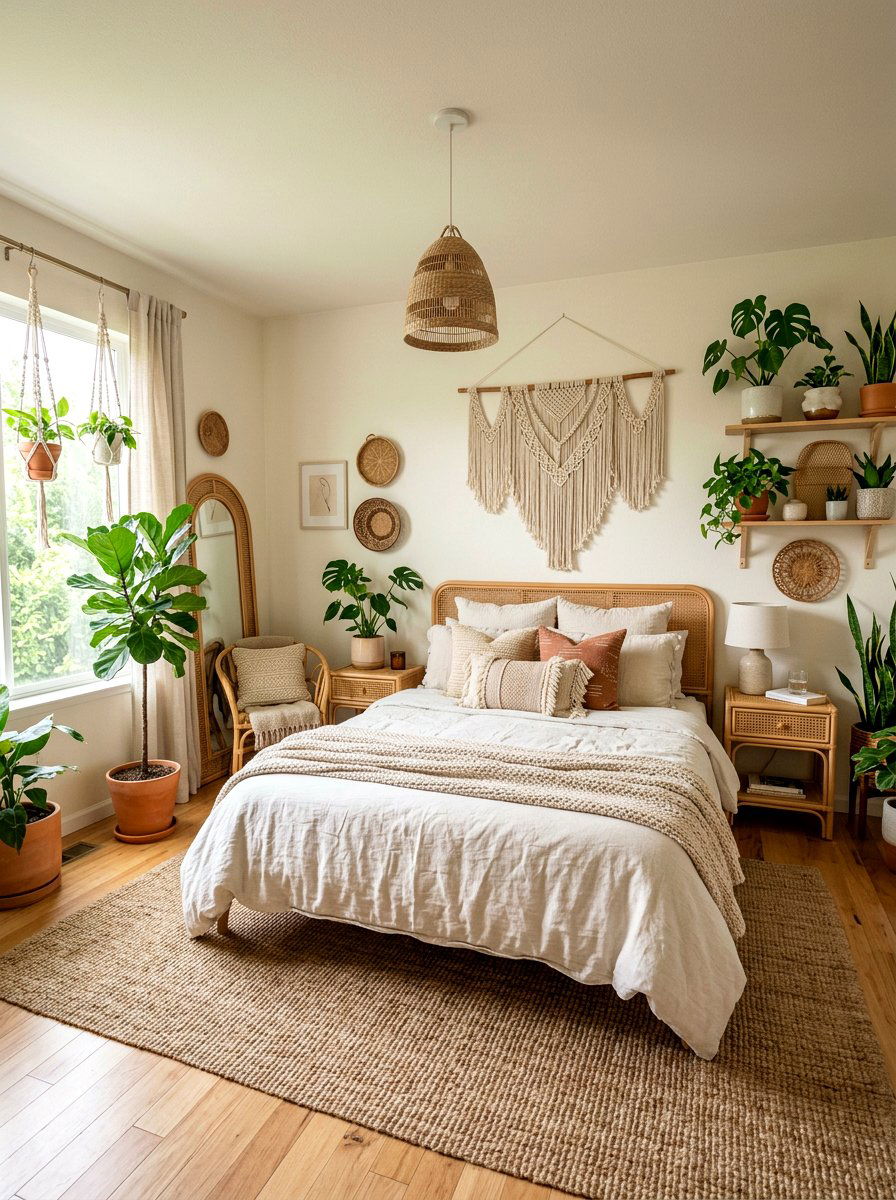 Neutral Boho Bedding - 25 Spring Bedding Ideas