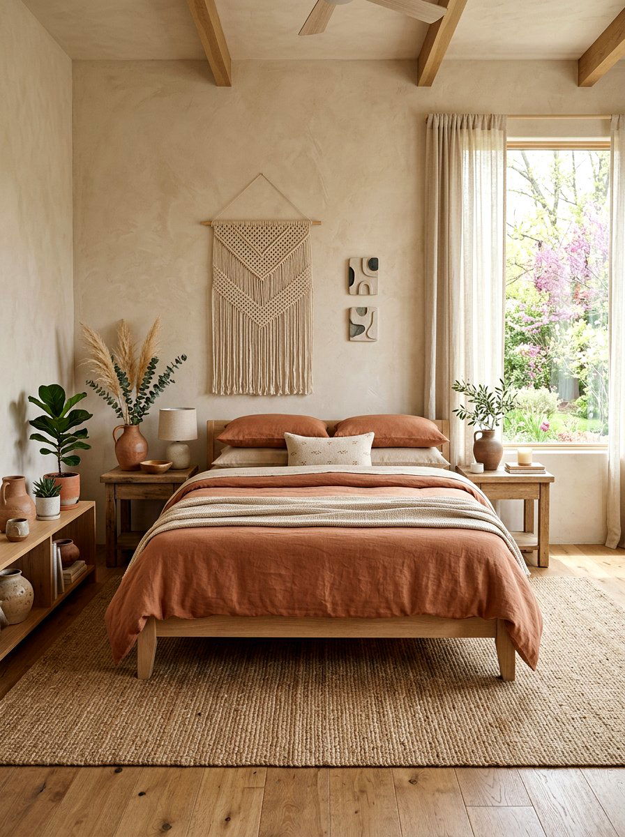 Neutral Earth Tone Bedding - 25 Spring Bed Styling Ideas