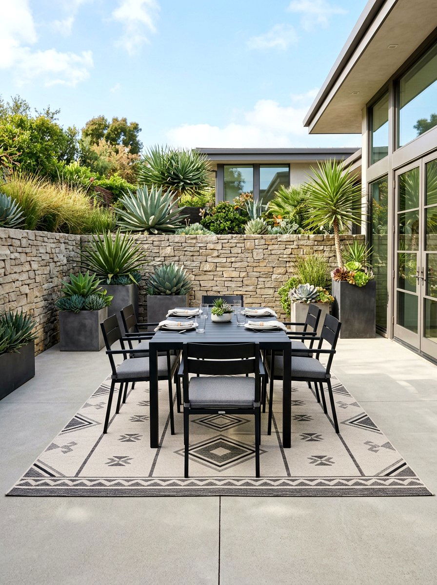 Neutral Geometric Patio Rug - 25 Spring Outdoor Rug Ideas