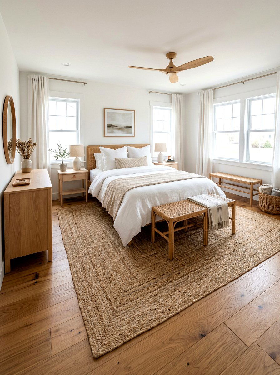 Neutral Jute Rug - 25 Spring Guest Bedroom Decor Ideas