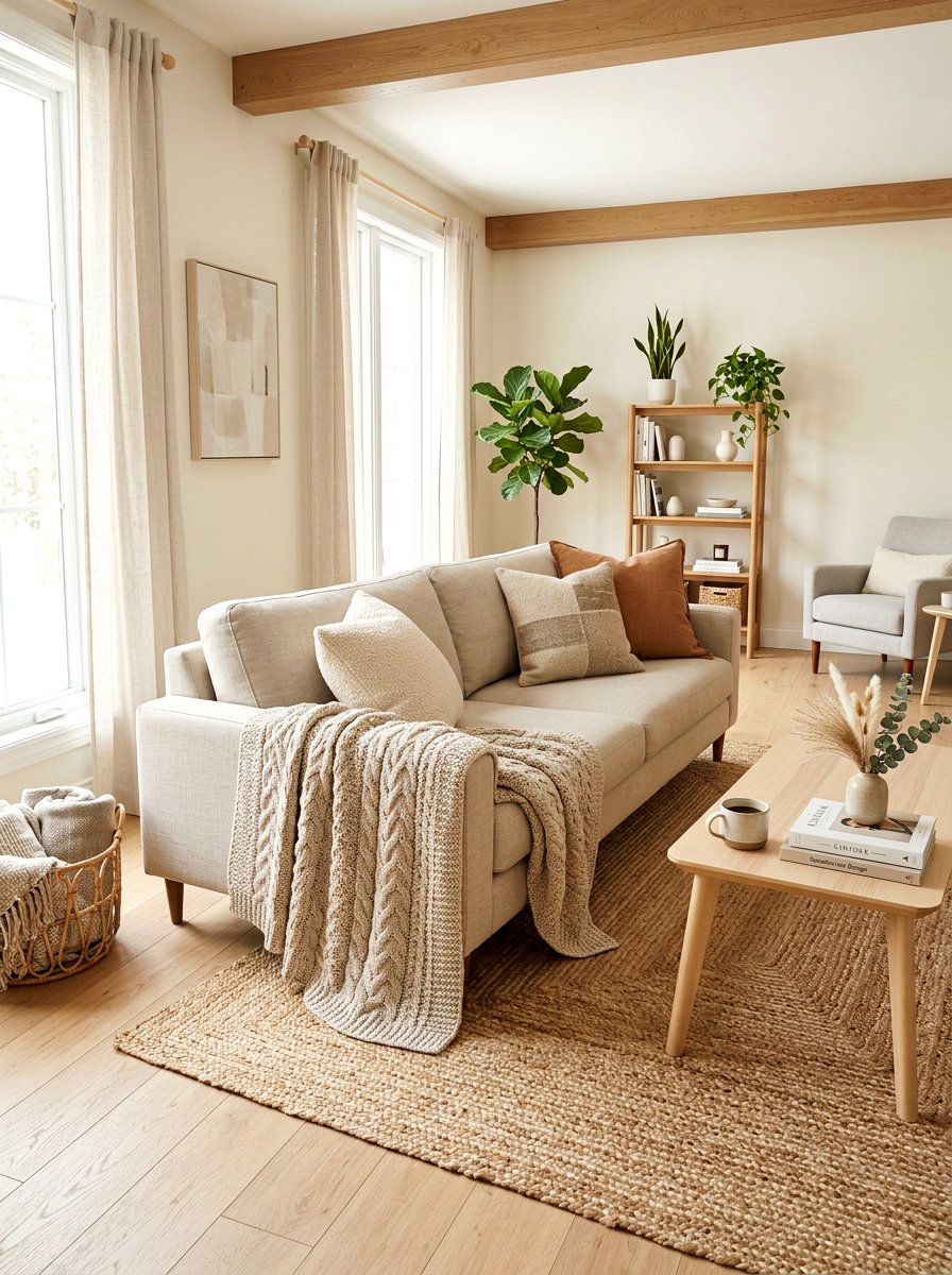 Neutral Knit Blanket - 25 Spring Knit Throw Ideas