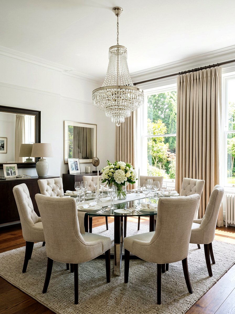 Neutral Pinch Pleat Curtain - 25 Spring Dining Room Curtain Ideas