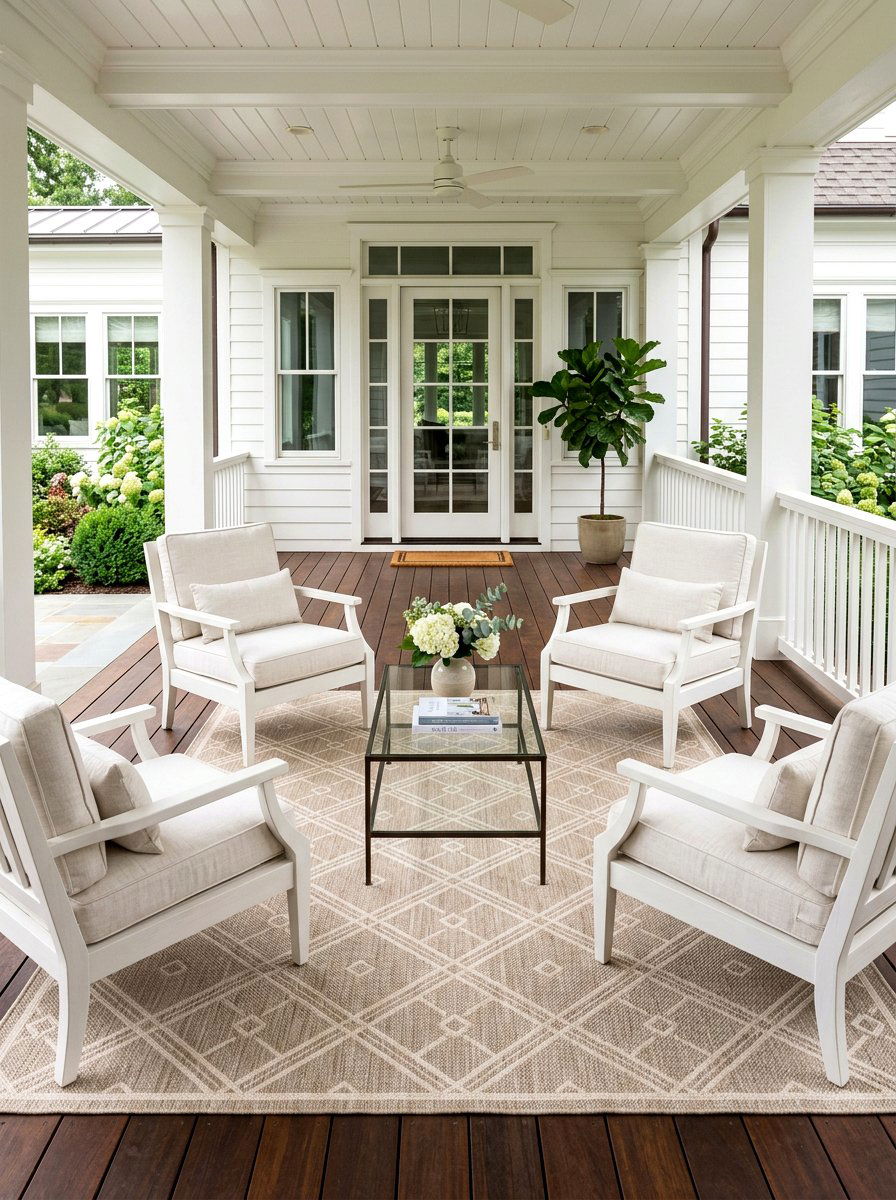 Neutral Porch Rug - 25 Spring Porch Sitting Area Ideas