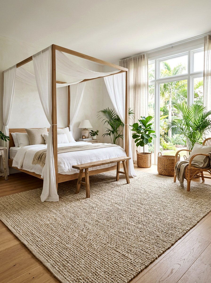 Neutral Sisal Rug - 25 Spring Bedroom Rug Ideas