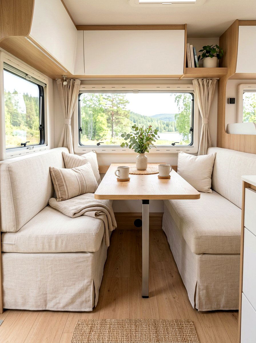 Neutral Slipcovers - 25 Spring Camper Decor Ideas