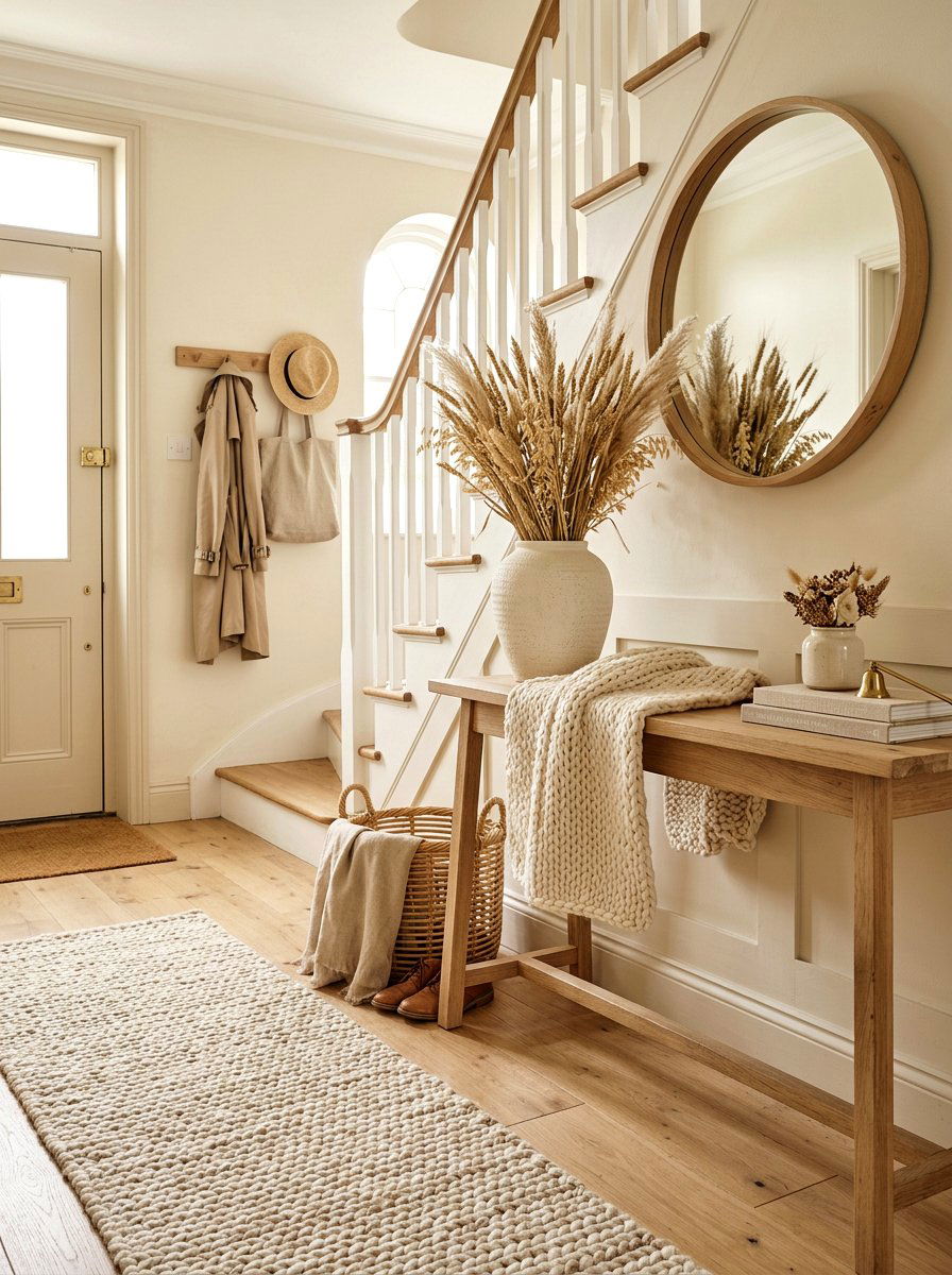 Neutral Spring Entryway - 25 Spring Entryway Table Decor Ideas