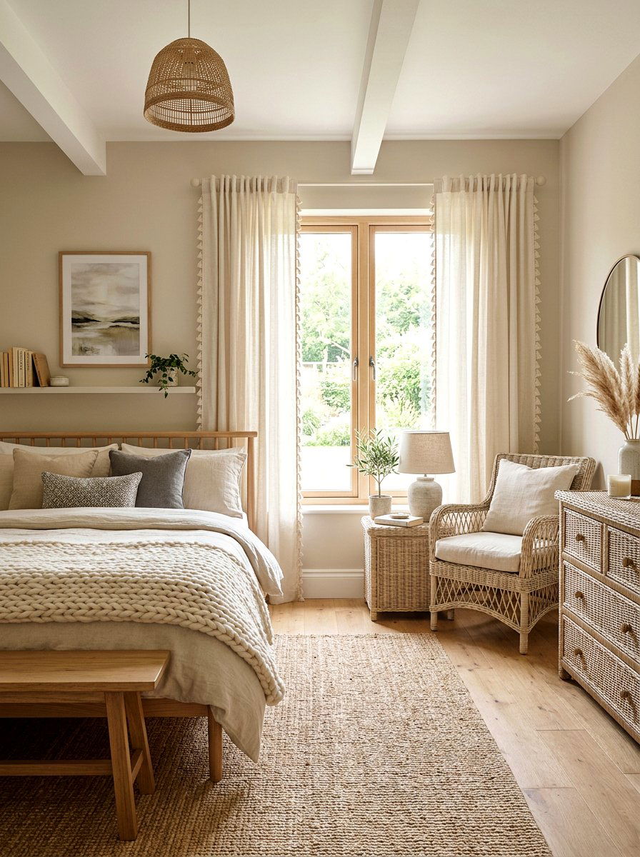 Neutral Tassel Curtains - 25 Spring Bedroom Curtain Ideas
