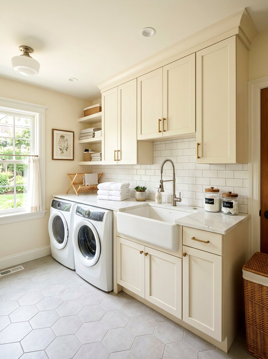 Neutral laundry room - 25 Spring Cream Decor Ideas