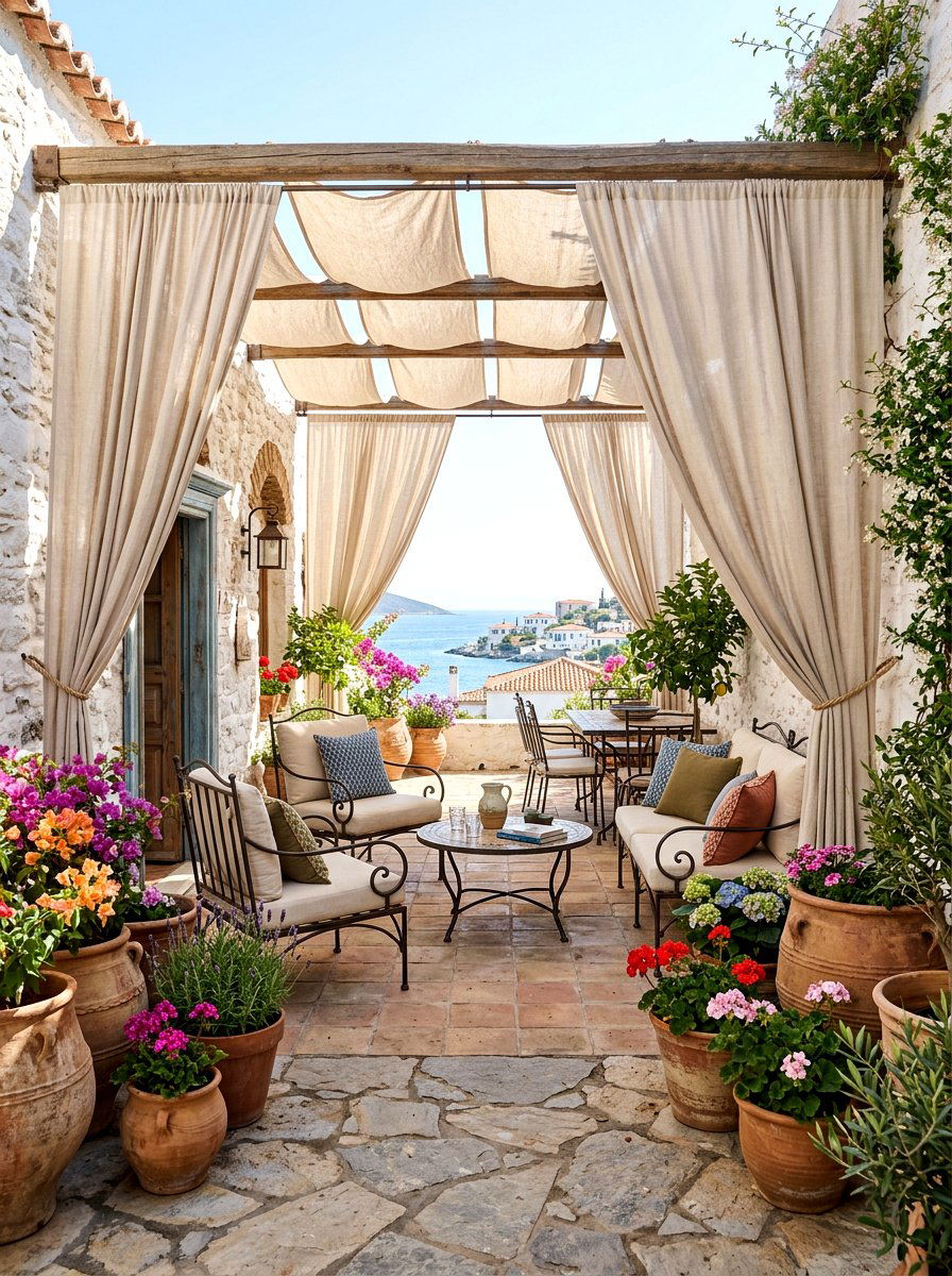 Neutral linen patio drapes - 25 Spring Outdoor Curtain Ideas