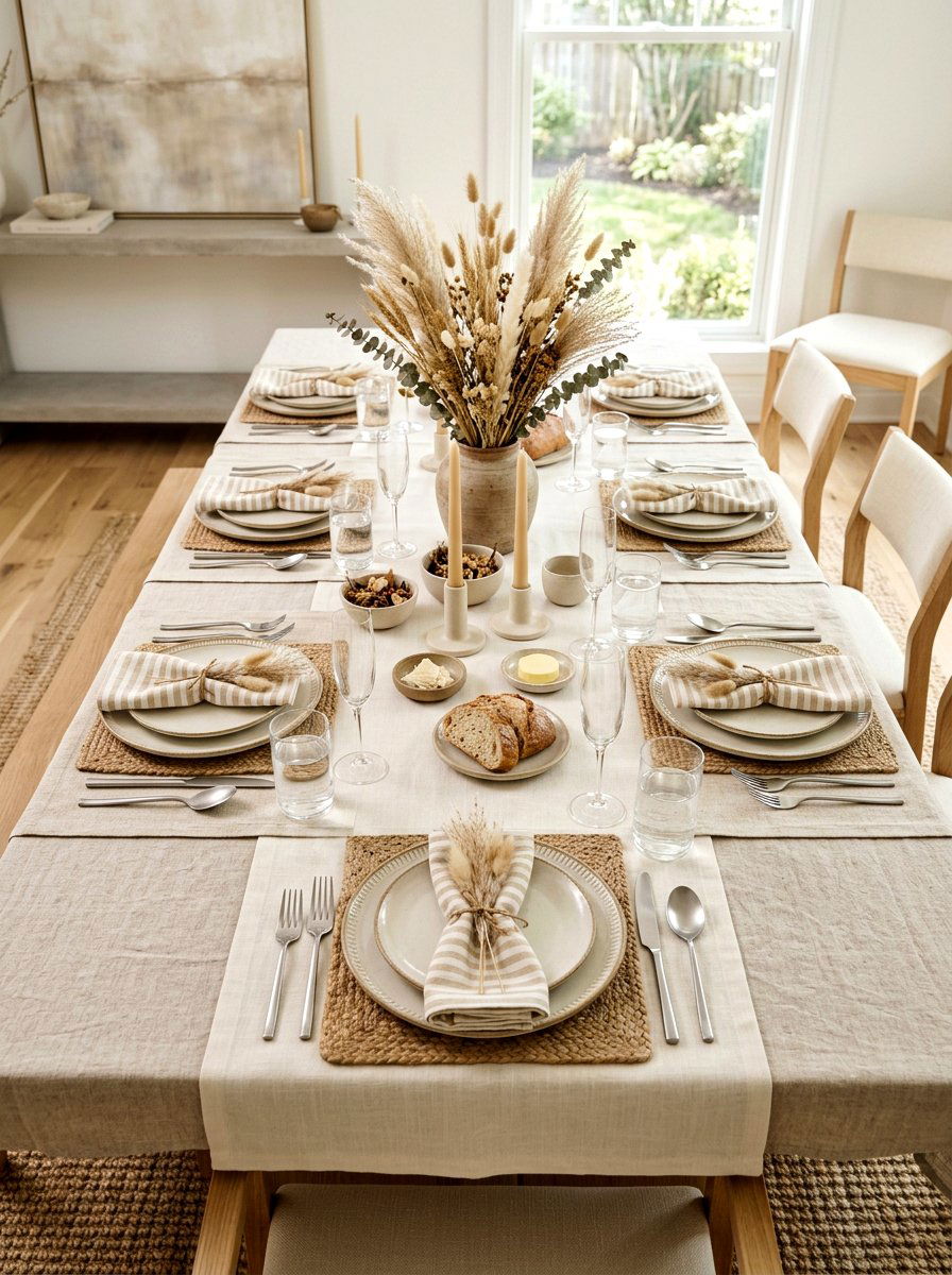 Neutral spring table setting - 25 Spring Brunch Decor Ideas